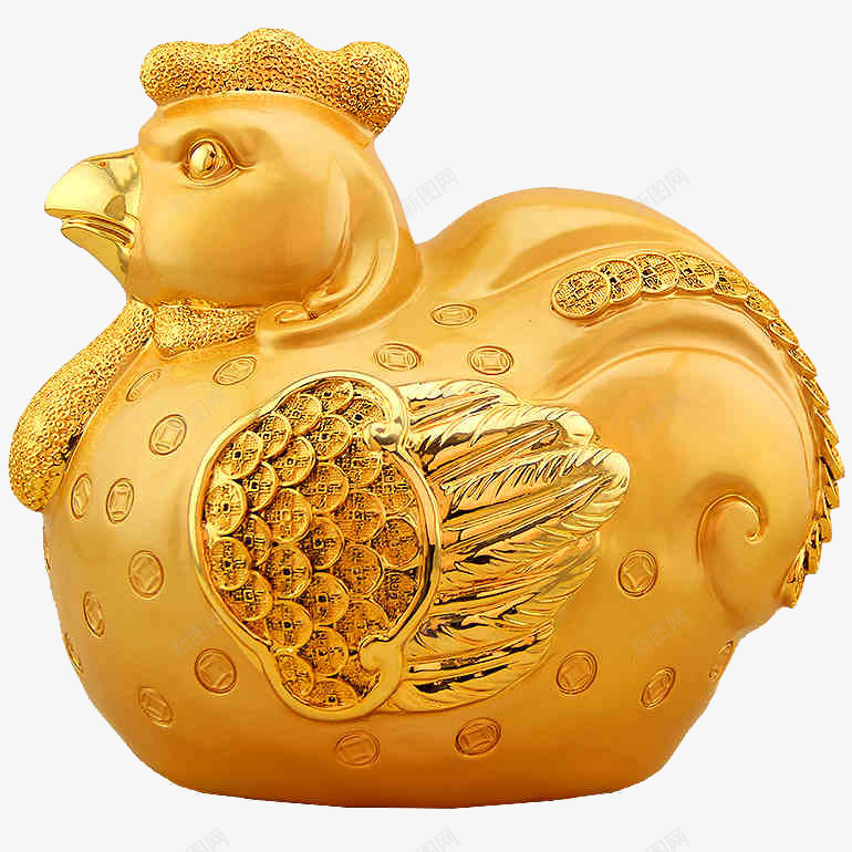 金色的鸡png免抠素材_新图网 https://ixintu.com 摆件 旺财 装饰 鸡