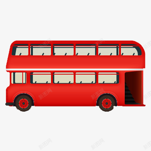 红色卡通双层巴士png免抠素材_新图网 https://ixintu.com 交通 卡通 双层巴士 手绘 红色巴士 英国巴士