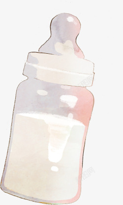 手绘粉色卡通奶瓶素材