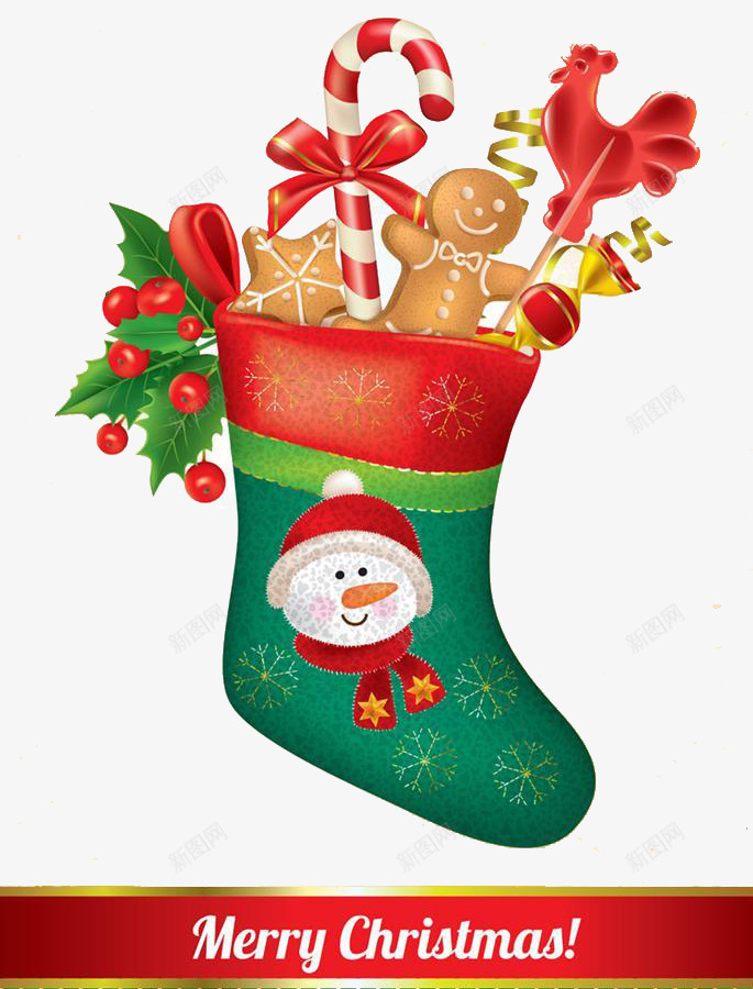 装满礼物的圣诞袜子png免抠素材_新图网 https://ixintu.com 圣诞 袜子 装满 装饰
