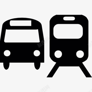 公共汽车和火车的轮廓图标图标