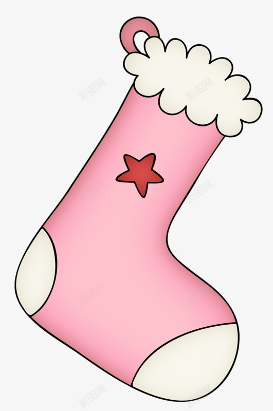 卡通粉色星星袜子装饰png免抠素材_新图网 https://ixintu.com 卡通手绘 星星袜子 粉色袜子 补丁装饰