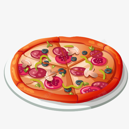 卡通披萨psd免抠素材_新图网 https://ixintu.com 午饭 披萨 水果 美食