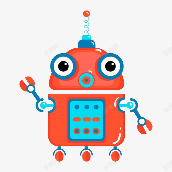 红色的智能机器人png免抠素材_新图网 https://ixintu.com 人工智能 大眼睛 显示屏 机器人 红色 自动化 轮子 轮毂