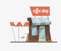 矢量咖啡店商铺卡通扁平化咖啡店矢量图高清图片
