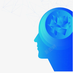 蓝色科技大脑元素矢量图素材