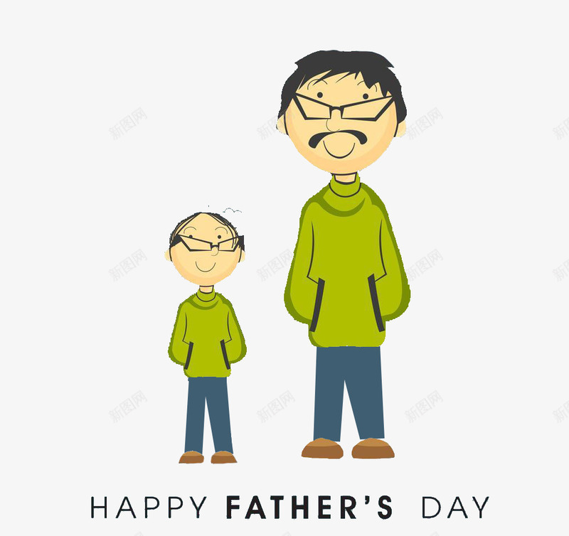 HAPPYFATHERSDAYpsd免抠素材_新图网 https://ixintu.com 卡通父子 父亲节