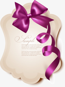 手绘花边信纸紫色蝴蝶结矢量图素材