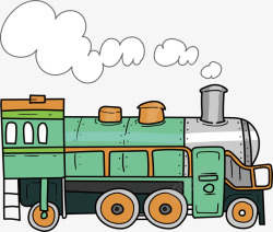绿色复古火车头矢量图素材