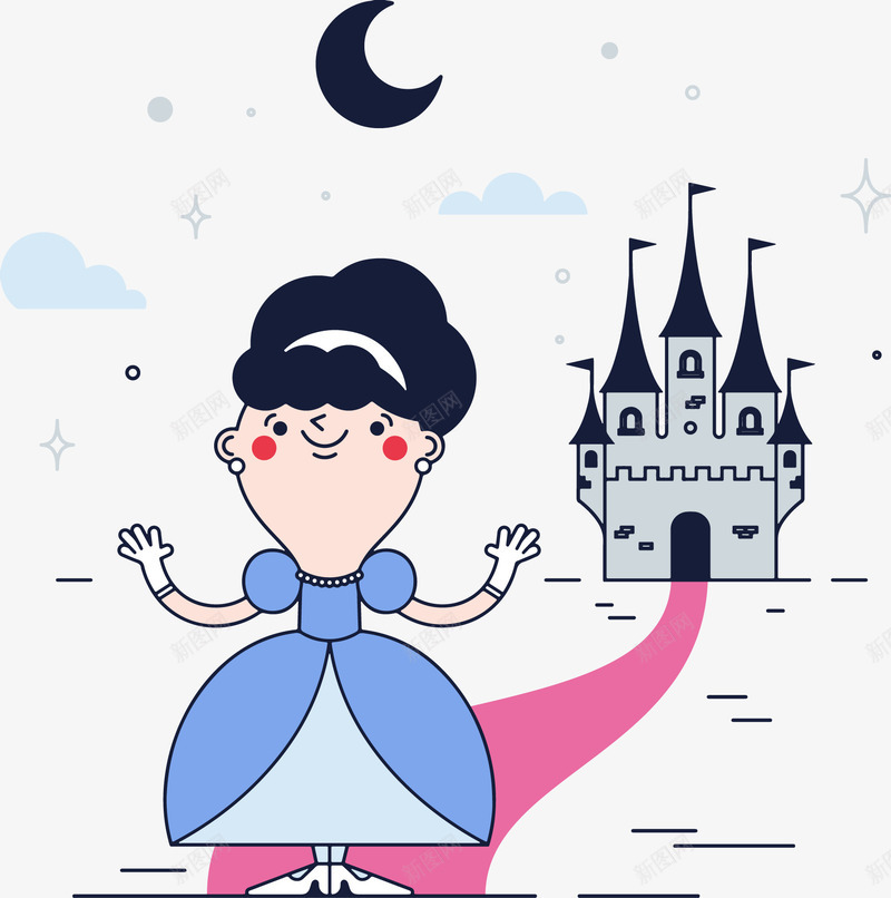 公主与城堡png免抠素材_新图网 https://ixintu.com 公主 卡通 城堡