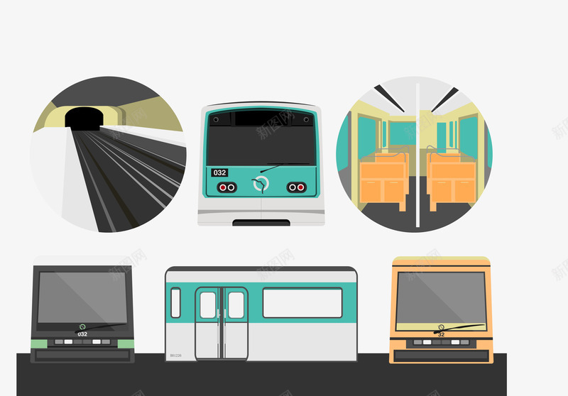 火车站台分解png免抠素材_新图网 https://ixintu.com 体能训练 卡通 扁平化 车厢 车头