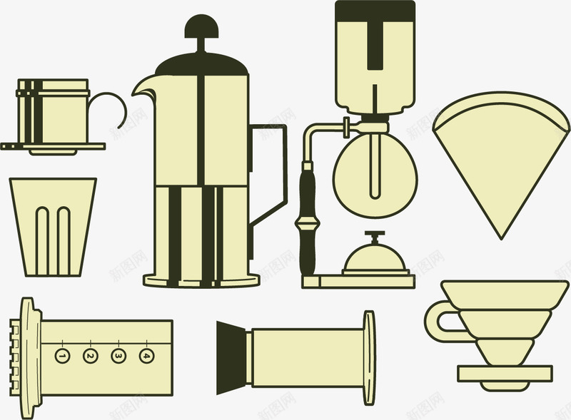 咖啡机制作工具矢量图ai免抠素材_新图网 https://ixintu.com 咖啡 咖啡机 工具 灰色 简介 矢量图