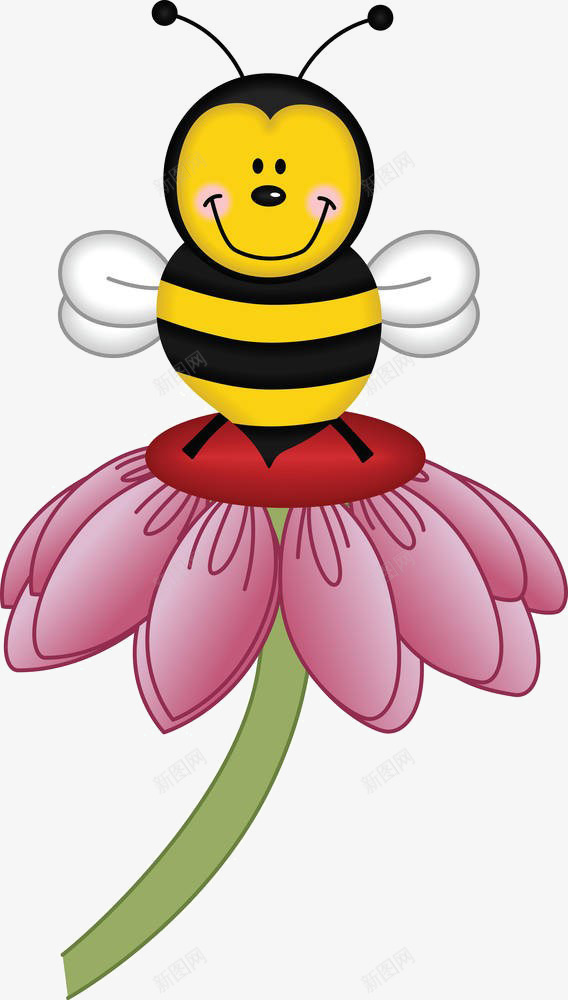 卡通花上的蜜蜂png免抠素材_新图网 https://ixintu.com 卡通 花上的 蜜蜂