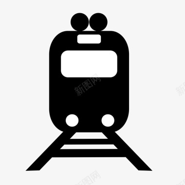 黑色手绘的火车剪影图标图标