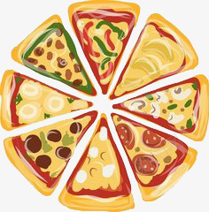 披萨png免抠素材_新图网 https://ixintu.com 分瓣 卡通图案 食物