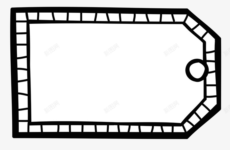 黑色线条带孔吊牌png免抠素材_新图网 https://ixintu.com 线条 黑色