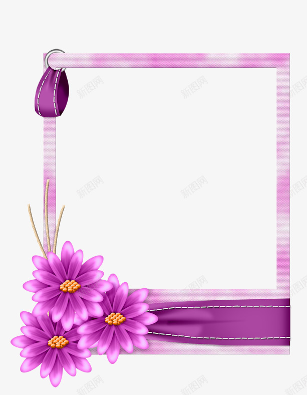 紫色手绘花朵方框边框纹理png免抠素材_新图网 https://ixintu.com 免抠PNG 手绘 方框 紫色 花朵 边框纹理