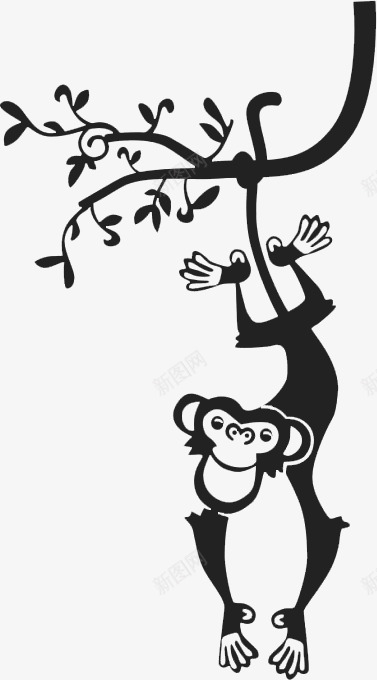 倒挂在树上的猴子png免抠素材_新图网 https://ixintu.com 倒挂在树上的猴子 春节元素 猴年