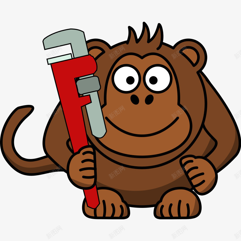 卡通可爱的猩猩手拿扳手插画png免抠素材_新图网 https://ixintu.com 卡通 可爱 微笑 手拿扳手 插画 猩猩 猴子 维修工