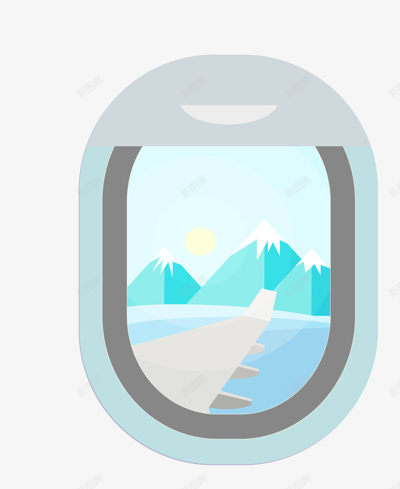 手绘窗外png免抠素材_新图网 https://ixintu.com 手绘 旅游 窗外 雪山
