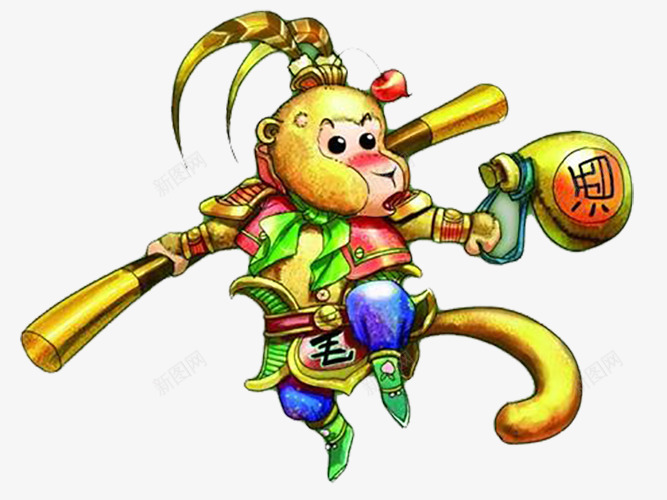 卡通小猴子png免抠素材_新图网 https://ixintu.com 卡通甩棍子 卡通芭蕉叶 拿着棍子的猴子 拿着酒的猴子 水彩 耍猴的
