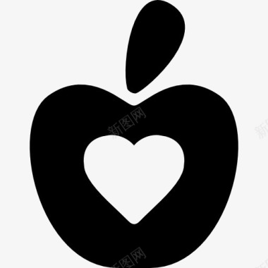 健康食品的象征一个苹果和心图标图标