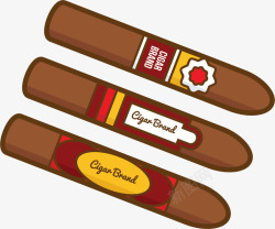 清香雪茄三根不同样式的古巴雪茄高清图片