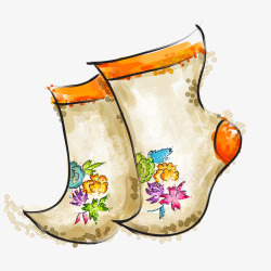 手绘花纹装饰袜子素材