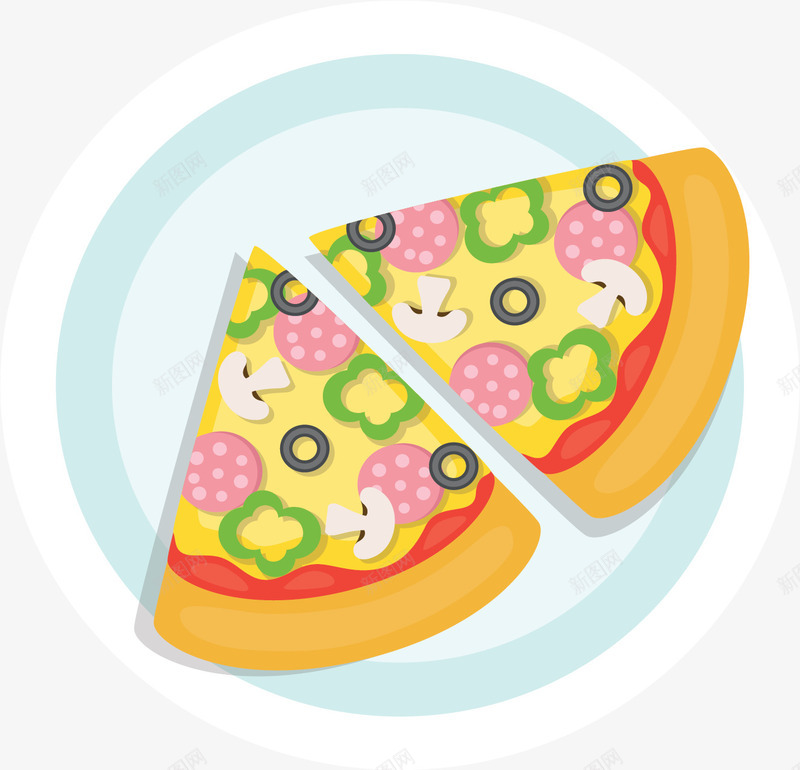 盘子里的美味披萨矢量图ai免抠素材_新图网 https://ixintu.com 意式美食 披萨 矢量png 美味披萨 美食 美食披萨 矢量图