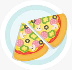 意大披萨盘子里的美味披萨矢量图高清图片