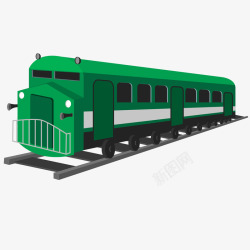黑绿色老式火车和铁轨矢量图素材
