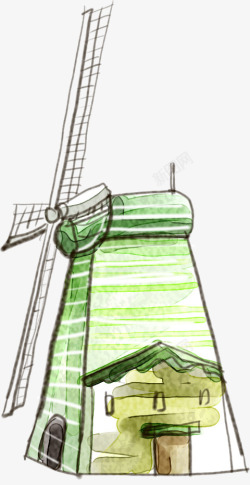 卡通可爱手绘风车素材