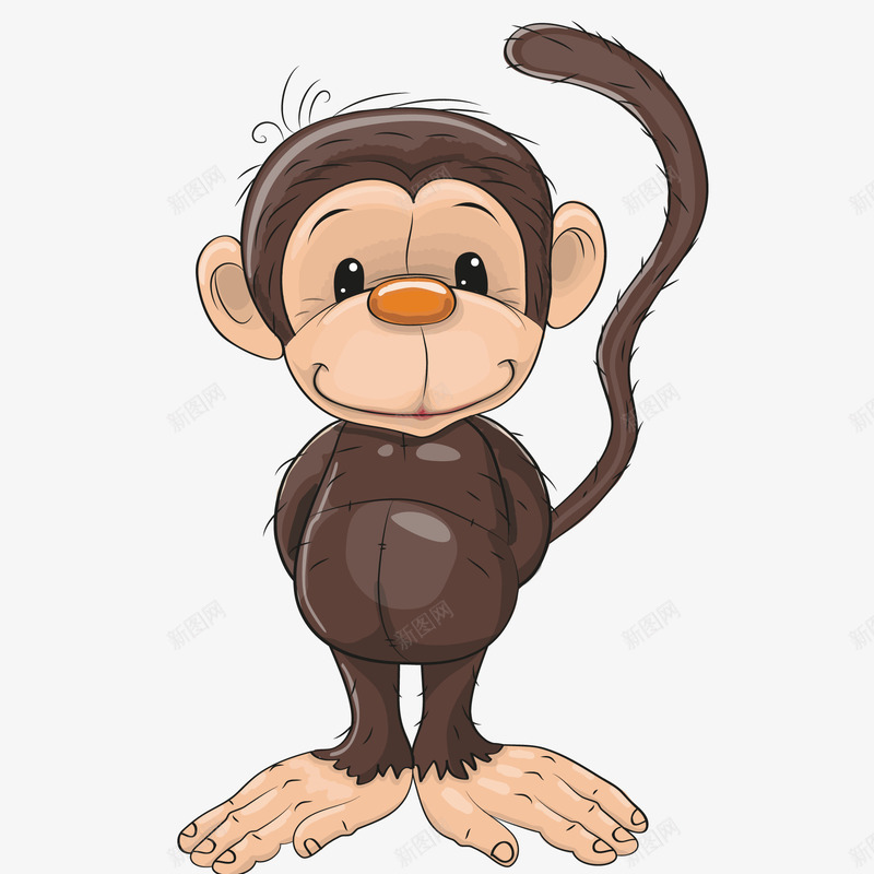 手绘卡通小猴子矢量图ai免抠素材_新图网 https://ixintu.com 动物园 动物设计 卡通 可爱 手绘 水彩 猴子 矢量图