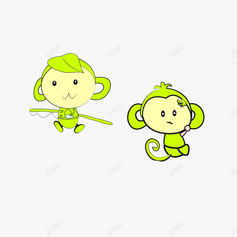 两只可爱的小猴子png免抠素材_新图网 https://ixintu.com 卡通猴子 可爱的小猴子 小猴子 水彩 金箍棒