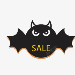 黑色剪影蝙蝠万圣节装饰销售标签素材