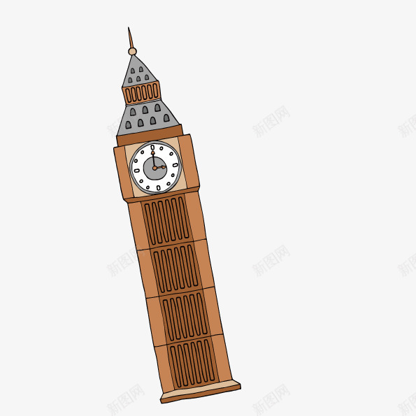 伊丽莎白塔手绘png免抠素材_新图网 https://ixintu.com 哥特式建筑之一 大本钟 英国伦敦 钟楼