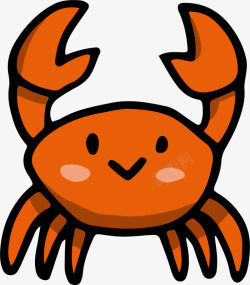 开心的螃蟹举手欢呼的橙色螃蟹高清图片