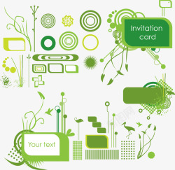 对话框动植物装饰绿色矢量图素材