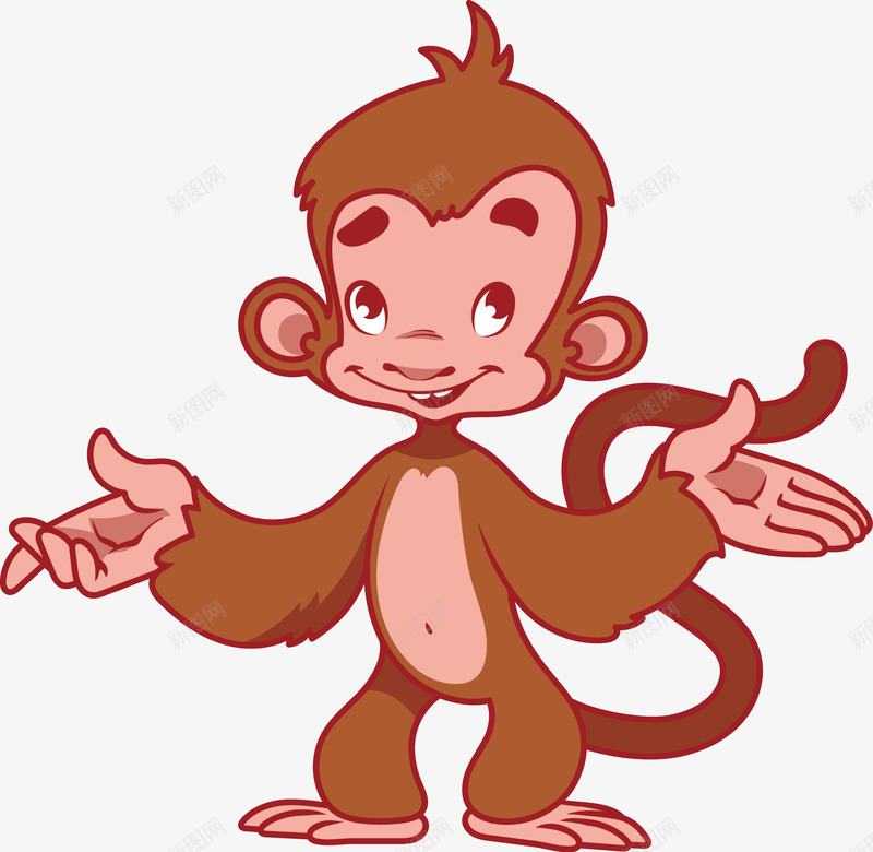 卡通猴子png免抠素材_新图网 https://ixintu.com 十二生肖 卡通动物 小猴子