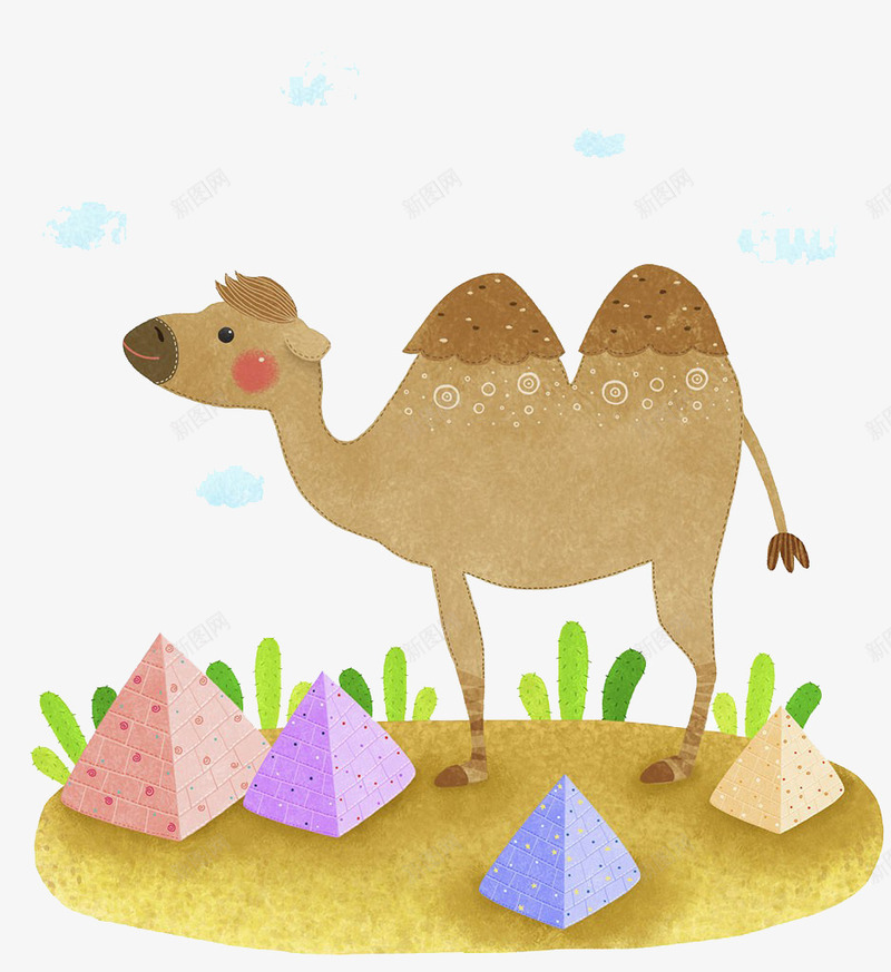 沙漠的骆驼png免抠素材_新图网 https://ixintu.com 动物 卡通手绘 沙漠动物 驼峰 驼队 骆驼