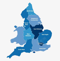 蓝色板块英国地图素材