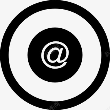 电子邮件在圆形按钮图标图标