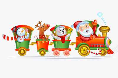 火车png免抠素材_新图网 https://ixintu.com 卡通 圣诞节 坐火车