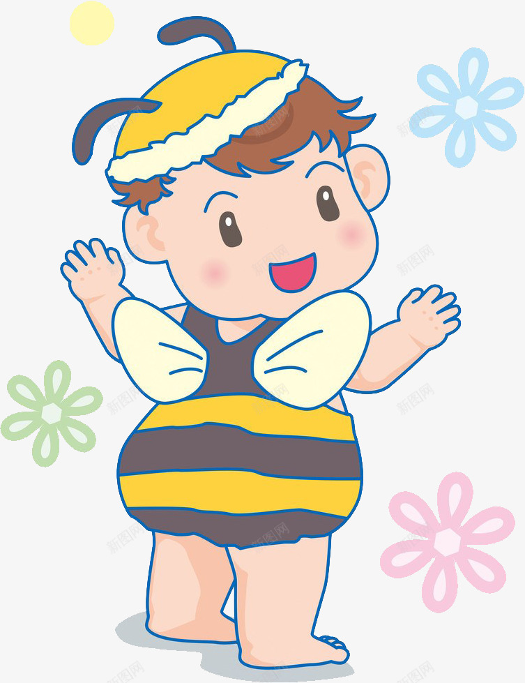 手绘卡通小孩蜜蜂装png免抠素材_新图网 https://ixintu.com 卡通 卡通小孩 小孩 蜜蜂 蜜蜂卡通