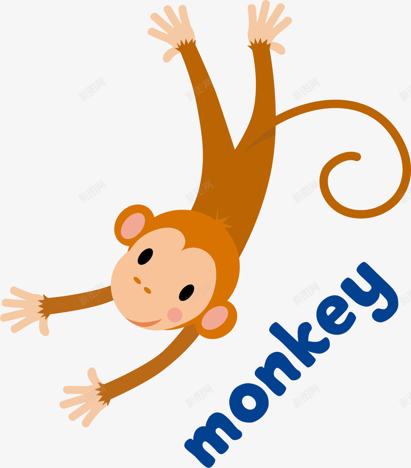 黄色猴子png免抠素材_新图网 https://ixintu.com 动物 可爱 手绘 挥手 猴子