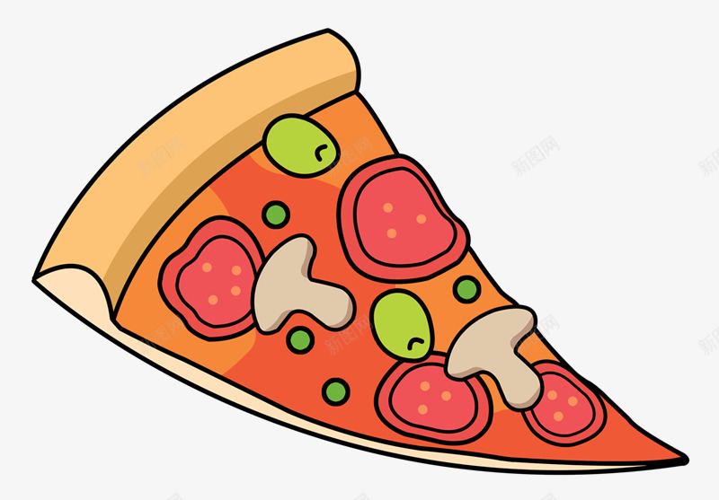 手绘卡通披萨png免抠素材_新图网 https://ixintu.com 卡通 手绘 披萨 美味 美食 食物