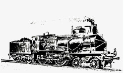 蒸汽机车手绘动力火车高清图片