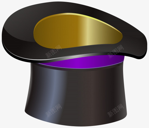 黑色魔术帽png免抠素材_新图网 https://ixintu.com 紫色缎带 魔术师 魔术帽 黑色