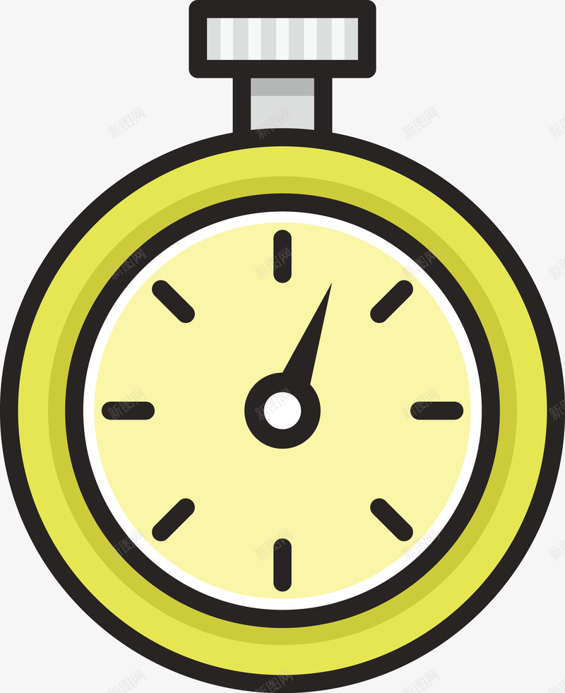 卡通黄色怀表图标png_新图网 https://ixintu.com 分秒必争 分针 卡通图 图标 圆形定时器图标矢量图 定时器 怀表 时针 时间 秒表 计时 钟表
