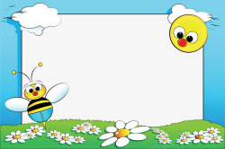 卡通蜜蜂花朵素材